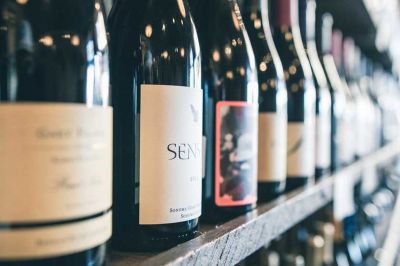 bottles of wine on a shelf