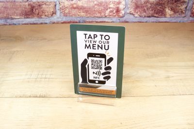 contactless menu card in stand