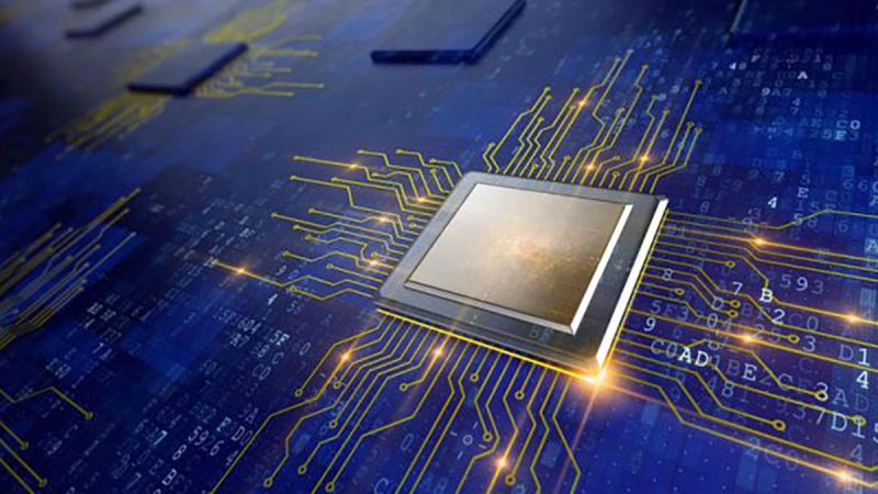 graphical image of a microchip in a circuit