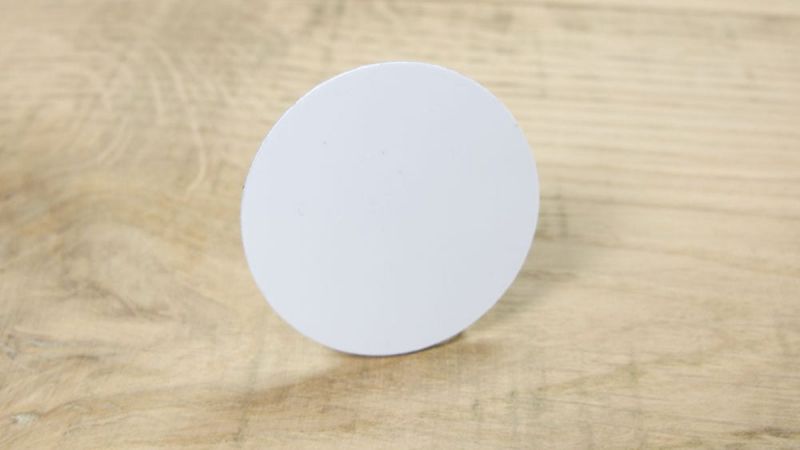 close up of a pvc disc tag