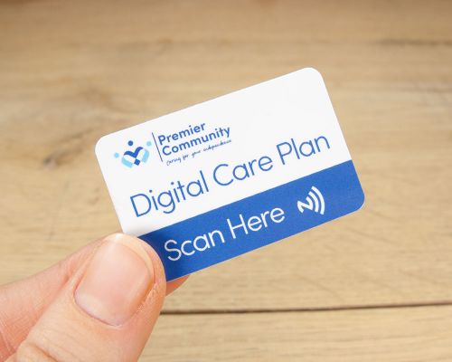 Close up image of an NFC On-Metal Custom Print NFC Labels