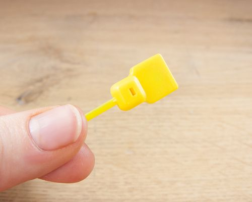 Close up image of an NFC Microtab NFC Cable Tie