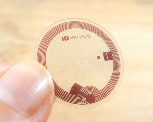 Close up image of an NFC 25mm Garment Spec NTAG424