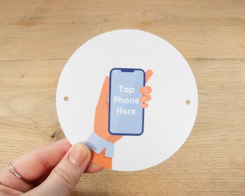 Close up image of an NFC PVC Plate Tag