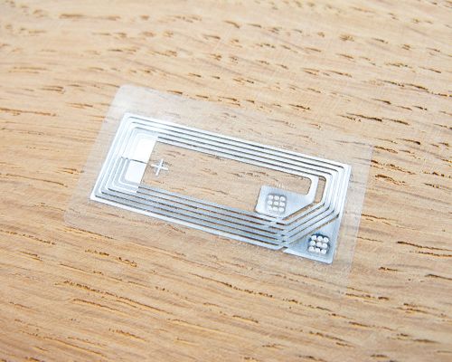 Detail of an NFC 30x18mm Wet Inlay NTAG213