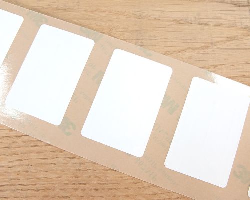 Close up image of an NFC 45x30mm Tamper Tag NTAG424