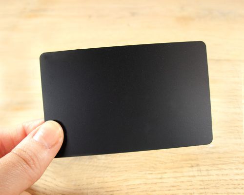 Close up image of an NFC Custom Black PVC Card