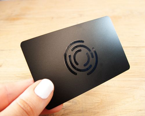 Side view of the NFC Custom Black PVC Card