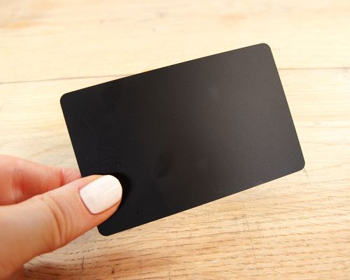 Close up image of an NFC Matt Black PVC Card NTAG424
