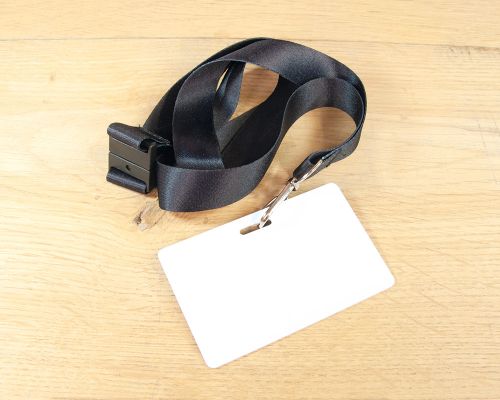 Close up image of an NFC Black Lanyard