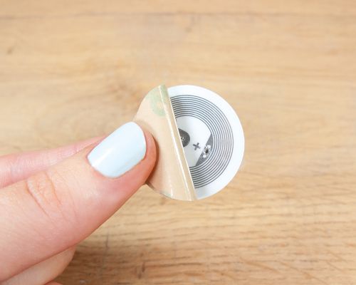 Detail of an NFC Black Bubble Labels