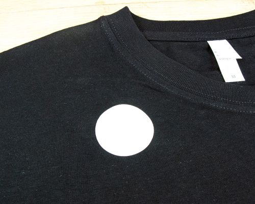 Close up image of an NFC 35mm White Iron-On Patch NTAG213