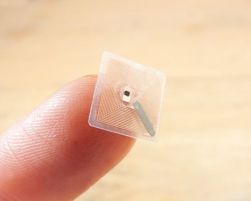 Detail of an NFC ICODE SLIX Micro tag