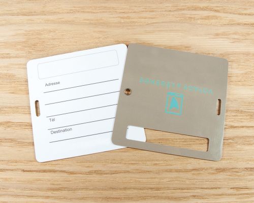 Close up image of an NFC Large Smart Travel Tag