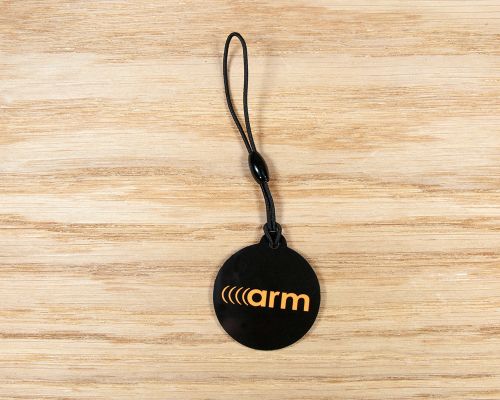 Close up image of an NFC Flat NFC Hangtag Custom Print