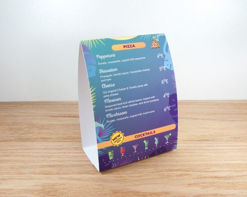 Close up image of an NFC Smart Table Tent