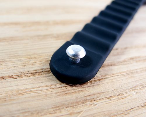 Detail of an NFC Ridged Slim Popclip NFC Wristband