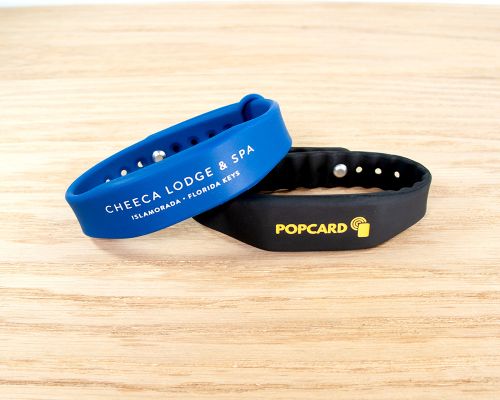 Side view of the NFC Ridged Slim Popclip NFC Wristband