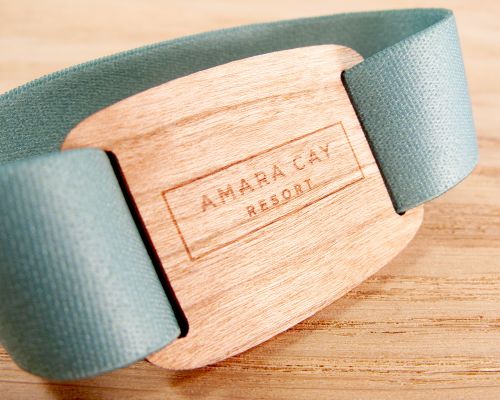 Detail of an NFC Bamboo Elastic Fabric NFC Wristband