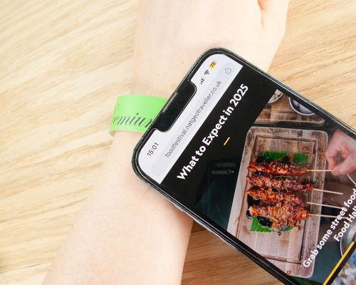 Side view of the NFC Tyvek NFC Wristband