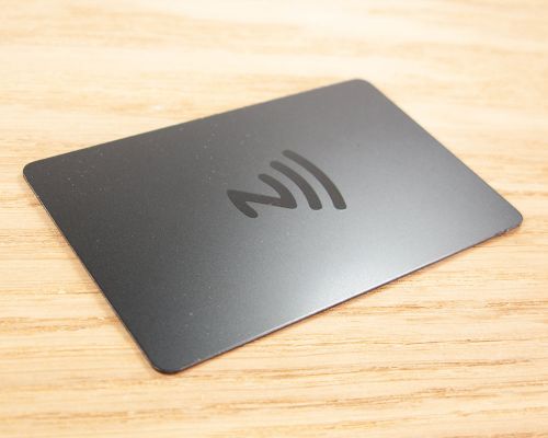 Close up image of an NFC Connect Card Black NTAG215