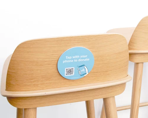 Side view of the NFC Custom Print Church NFC Plate