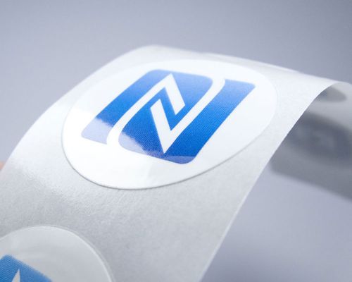 Close up image of an NFC Custom Print Premium NFC labels
