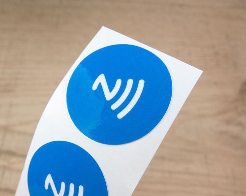 Side view of the NFC Custom Print Premium NFC labels