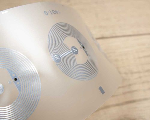 Close up image of an NFC 25mm Dry Inlay NTAG213