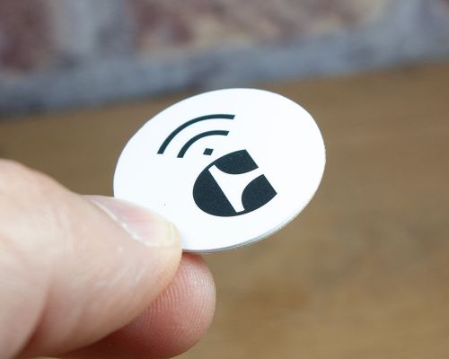 Detail of an NFC Custom Print On-Metal PVC Tags