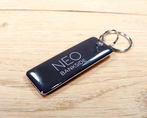 Close up image of an NFC NFC Slimtag Keyfob