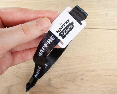 Close up image of an NFC NFC Fabric Strap Wristband