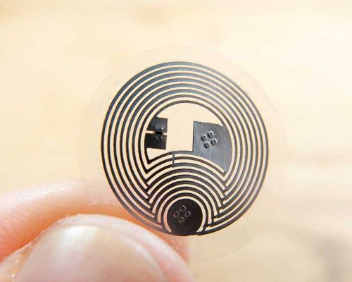 Detail of an NFC 15mm Wet Inlay NTAG213