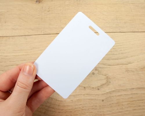 Detail of an NFC PVC Card Slotted Gloss NTAG213