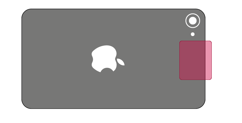 image showing location of NFC hotspot on an iphone 7, 8 and 10